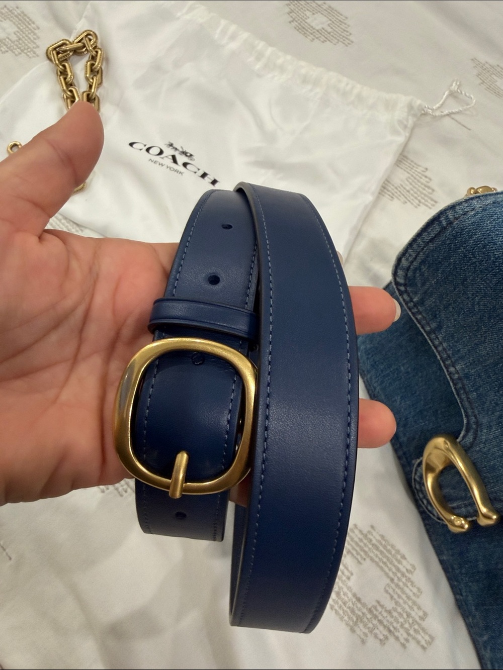 Coach Chain Tabby Small Denim Shoulder Bag - Picture 3 of 9